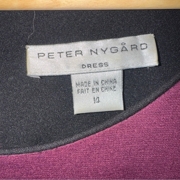 Peter Nygard Purple Black Trim 3/4 Sleeve Dress with Button Front Accent 14 - Picture 7 of 12